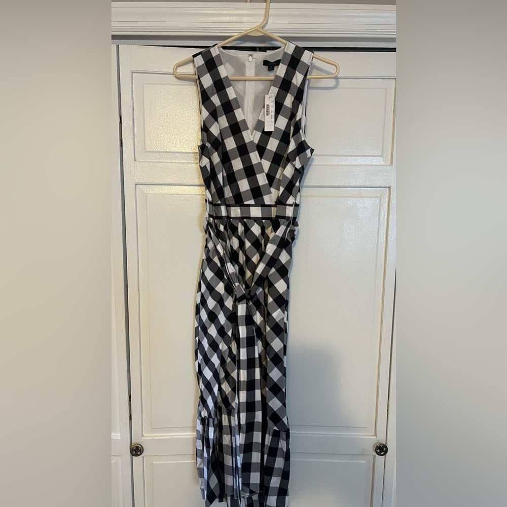 J.Crew black and white checked dress